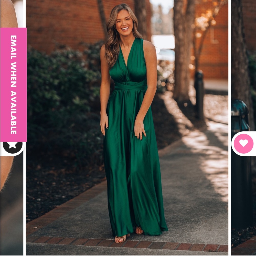Green wrap multi way maxi dress